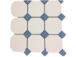 4416 OCT11-1Ch White OCTAGON 16/Blue Cobait Dots 11 30x30 см