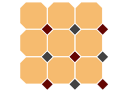 4421 OCT20+14-B Ochre Yellow OCTAGON 21/Brick Red 20 + Black 14 Dots 30x30 см