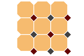 Фото 4421 OCT20+14-B Ochre Yellow OCTAGON 21/Brick Red 20 + Black 14 Dots 30x30 см topcer