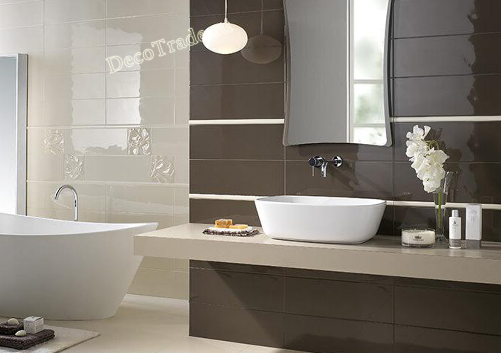 Дизайн матовой плитки в ванной